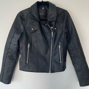 BLANKNYC Vegan Leather Moto Jacket with Removable Hood